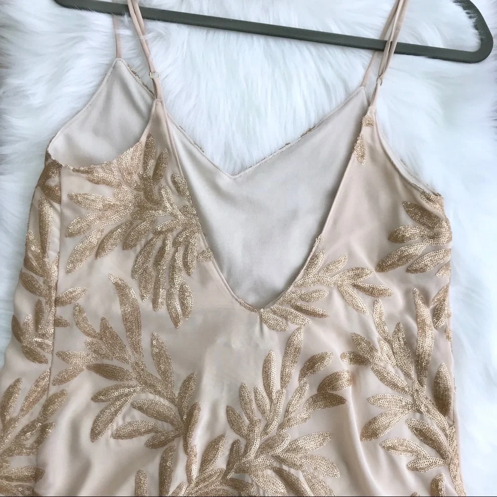 Show Me Your Mumu Gold Metallic Leaf Print Dress - Picture 5 of 8